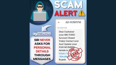 SBI Asking Customers to Update PAN Number? PIB Fact Check Warns Against Ongoing SMS Scam