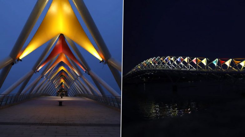 Atal Bridge Launch: PM Narendra Modi Shares ‘Spectacular’ Photos of Iconic 300-Metre Foot-Over-Bridge Built in Ahmedabad (See Pics)