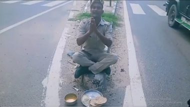 Uttar Pradesh: Police Constable Manoj Kumar Stages Protest Over Quality of Food Served by Mess; Probe Ordered (Watch Video)