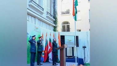 World News | Tricolour Hoisted at Embassy in Paris on India's 76th Independence Day