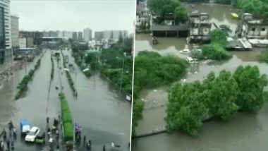 Gujarat Rains: Heavy Rain Leads To Flood-Like Situation in Low-Lying Areas in Surat (Watch Video)