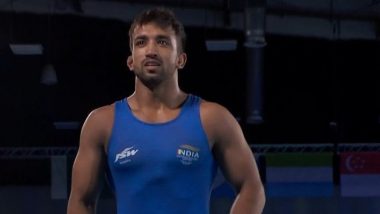 Naveen Wins Gold Medal in Men’s 74kg Freestyle Wrestling Event, Beats Pakistan’s Muhammad Sharif Tahir To Clinch Top Prize on CWG Debut