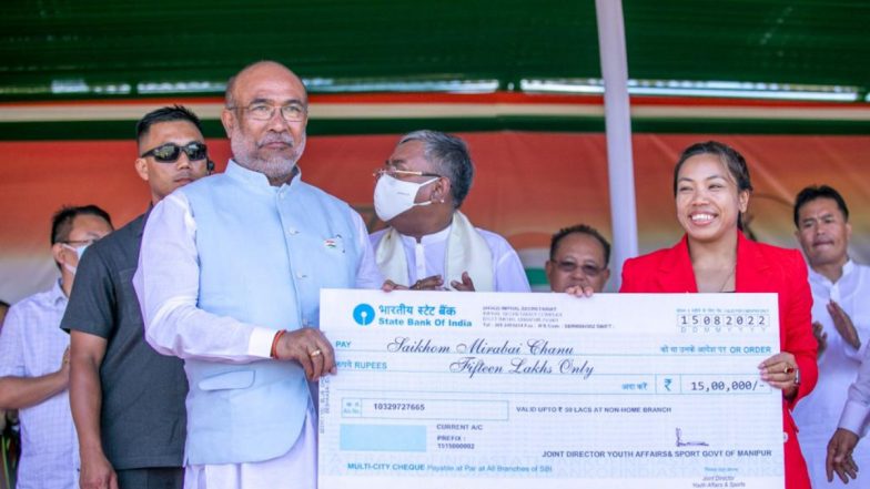 Mirabai Chanu, Commonwealth Games Gold Medalist, Felicitated by Manipur CM Biren Singh (See Pics)