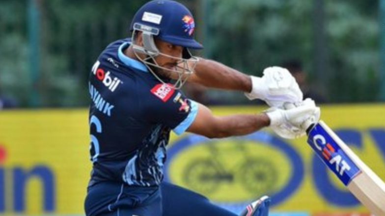 Mayank Agarwal Smashes Century for Bengaluru Blasters in Maharaja Trophy 2022 During Qualifier 1