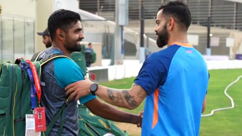 Asia Cup 2022: Virat Kohli Meets Babar Azam Ahead of India vs Pakistan Clash (Watch Video)