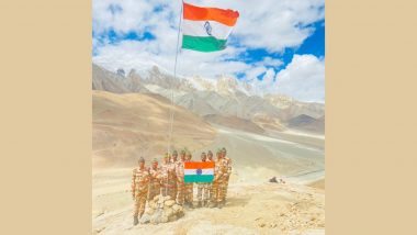 Independence Day 2022: ITBP Hoists National Flag at High Altitudes Near India-China Borders Under 'Har Ghar Tiranga' Campaign (Watch Video)