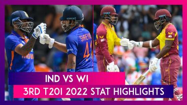 India vs West Indies, 3rd T20I 2022 Stat Highlights: Visitors Claim 7-Wicket Victory