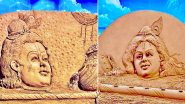 Krishna Janmashtami 2022 Image & Greetings: Lord Krishna’s Sand Art by Sudarsan Pattnaik To Celebrate Dahi Handi Festival (See Pic)
