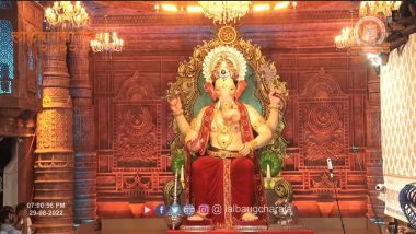 Lalbaugcha Raja 2022 First Look Photos OUT! Check Mukh Darshan Images and Videos of Mumbai's Famous Ganpati Idol of Lalbaugcha Raja Sarvajanik Ganeshotsav Mandal