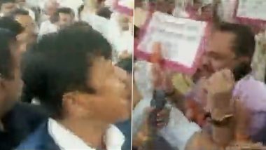 Mumbai: Scuffle Breaks Out Between Ruling Party and Maha Vikas Aghadi MLAs Outside Maharashtra Assembly (Watch Video)