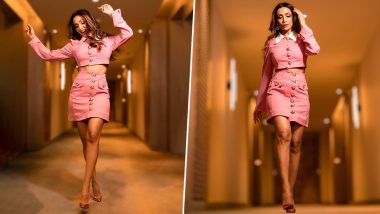 Malaika Arora Looks Pretty in Pink As She Opts for a Collared Crop Top With Skirt (View Pics)