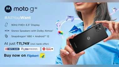 Business News | Moto G32 Goes on Sale from Today at 12 Pm Starting at Just Rs 11,749* on Flipkart