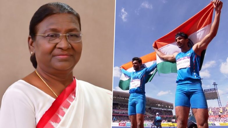 CWG 2022: President Droupadi Murmu Congratulates Eldhose Paul and Abdulla Aboobacker for Winning Gold and Silver Medals in Men's Triple Jump Event, Says 'It Was Splendid To See Our Country's Domination'