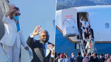 Nancy Pelosi Taiwan Visit: US House Speaker Embarks on US Aircraft To Leave From Taipei (Watch Video)