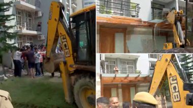 Noida Administration Acts Tough on ‘Abusive Politician’ Shrikant Tyagi, Demolishes Illegal Structure; Watch Video
