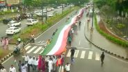 Independence Day 2022: 'Azadi Ka Amrit Mahotsav' Rally Taken Out With 1-Kilometre-Long National Flag in Odisha's Bhubaneswar (Watch Video)