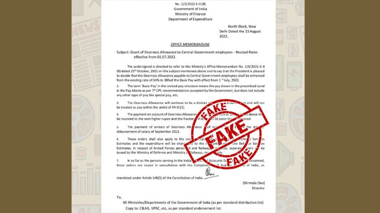 7th Pay Commission Latest News: DA Hiked by 4 Percent? PIB Fact Check Reveals Truth About Viral Photo of Fake Order