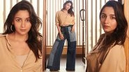 Preggers Alia Bhatt Stuns in a Comfy Beige Shirt Paired With Baggy Jeans for Brahmastra Promotions (View Pics)