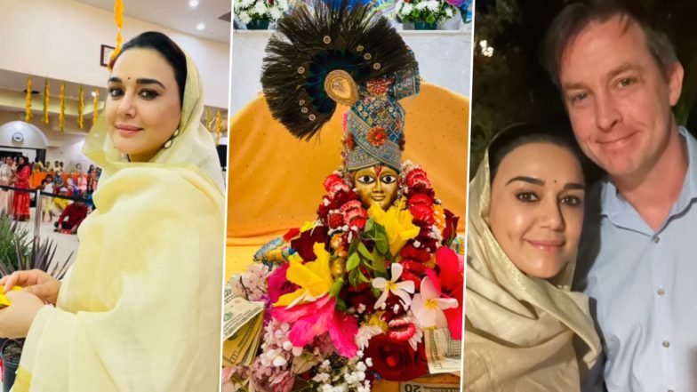 Preity Zinta and Husband Gene Goodenough Celebrate Janmashtami in the US (Watch Video)