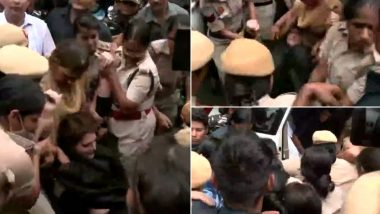 Congress Protest: Priyanka Gandhi Detained by Police Outside AICC HQ in Delhi (Watch Video)