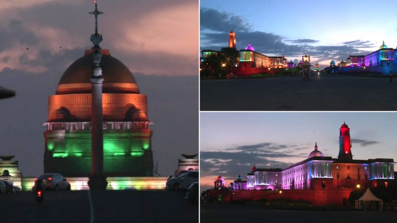 Independence Day 2022: Rashtrapati Bhavan Illuminates in Tricolour As India Marks 75 Years of Independence (See Pics)