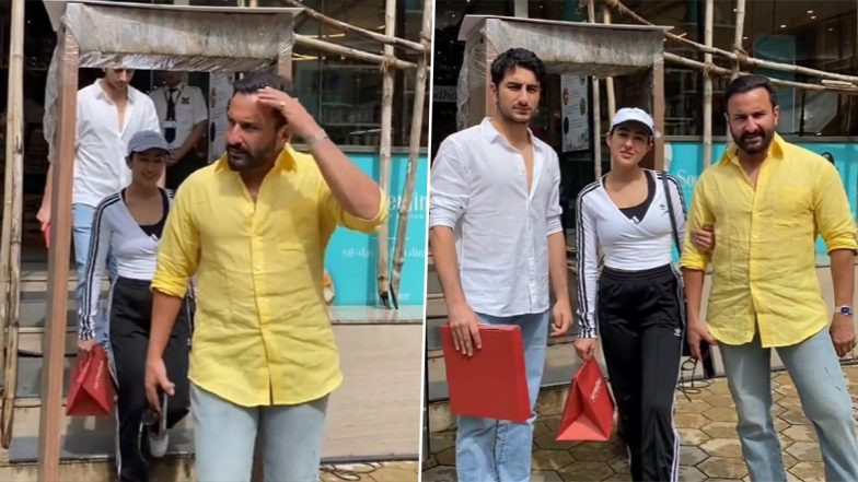 Saif Ali Khan, Kids Sara Ali Khan and Ibrahim Go Shopping in Bandra on Lazy Tuesday (Watch Video)