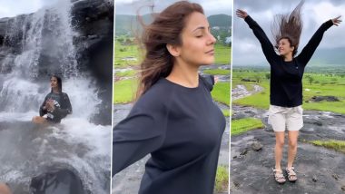 Shehnaaz Gill Enjoys Nature and Fresh Air As She Poses Around a Waterfall (Watch Video)