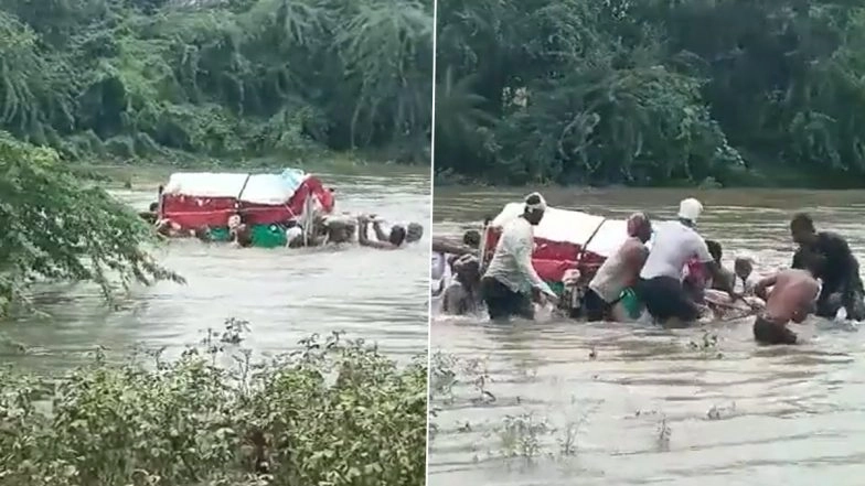 Solapur District Residents Take Funeral Procession Through Flooded River