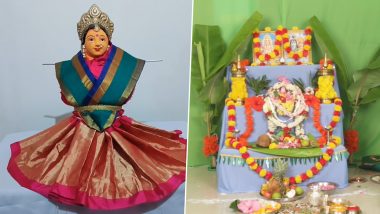 Gowri Habba 2022 Decoration Ideas: Know How To Prepare Mantapa for Goddess Gauri and What All Is Put in the Baagina for Gowri Vratham Pooja Rituals (Watch Videos)