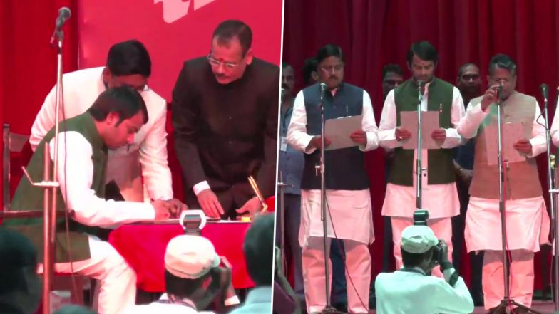 Bihar Cabinet Expansion: Tej Pratap Yadav, Brother of Deputy CM Tejashwi Yadav, Takes Oath as Minister (See Pics)