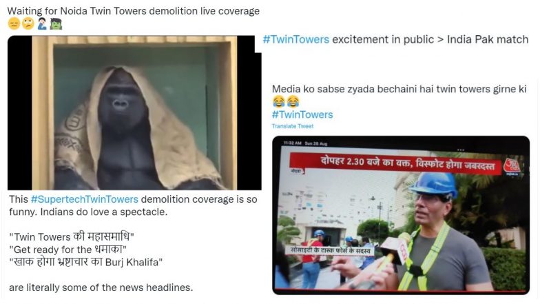 #TwinTowers Funny Memes Go Viral Ahead of Noida Twin Towers Demolition Blast Time, Twitterati Poke Fun at Media Coverage and Public’s ‘Enthusiasm’ Towards Such Serious Event