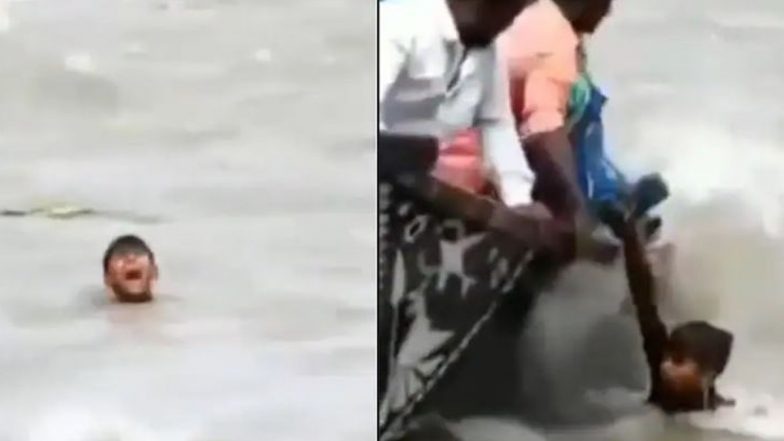 SDRF Team Saves Boy From Drowning in River Filled With Crocodiles (Watch Video)