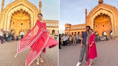 Liger Stars Vijay Deverakonda and Ananya Panday Look Fashionable As They Pose Outside Rumi Darwaza in Lucknow (View Pics)