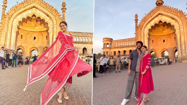 Liger Stars Vijay Deverakonda and Ananya Panday Look Fashionable As They Pose Outside Rumi Darwaza in Lucknow (View Pics)