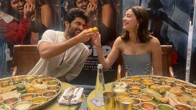 Liger Stars Vijay Deverakonda and Ananya Panday Gorge on Gujarati Thali in Ahmedabad During Their Film's Promotions (View Pics)