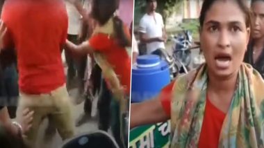 Video: Woman Thrashes Man With Slippers in Moradabad Over Alleged Molestation