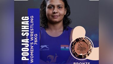 Sports News | CWG 2022: Indian Grappler Pooja Sihag Wins Bronze in Women's Freestyle 76kg Final