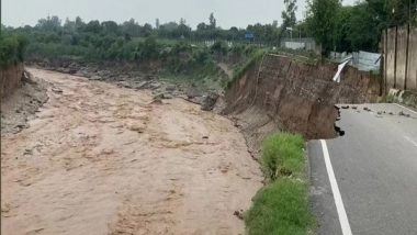 India News | Punjab: Road Leading to Pathankot Airport Washed Away as Chakki River Overflows