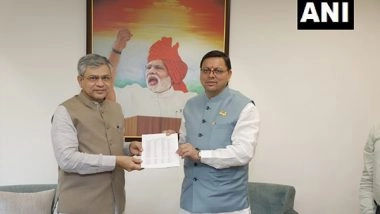 India News | CM Dhami Meets Ashwini Vaishnav, Seeks Operation of Jan Shatabdi Rail Service Between Tanakpur-Dehradun