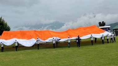 India News | 7,500 Sq Ft Tricolour Displayed at Dal Lake in Srinagar on Independence Day