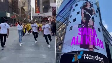 Sara Ali Khan’s Fans Surprise ‘Kedarnath’ Star for Her Birthday With a Flash Mob at New York’s Times Square (View Videos)
