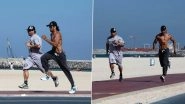 Hrithik Roshan Goes Shirtless as He Runs on the Beach! Greek God&rsquo;s Ripped Physique Is Sure to Set Major Fitness Goals (View Pics)