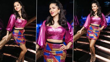 Sunny Leone Raises the Oomph Factor in Metallic Pink Top and Sequined Mini Skirt; View Pics of Her Dazzling ‘Dubai Outfit’