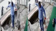 WATCH: Lucky Man Escapes Dangerous Accident&nbsp;As Concrete Footpath Tumbles Down Under Him in Viral Video!&nbsp;