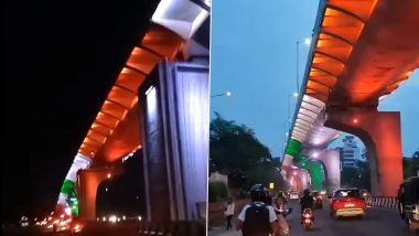 Fact Check: Footage of Jaipur Flyover All Decked Up in Tricolour Shared As Borivali’s Kora Kendra Flyover