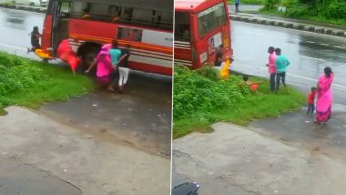 Gujarat: Youth Hit by Speeding Government Bus in Vadodara, Survives (Watch Video)