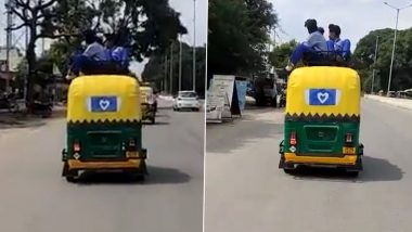 UP Shocker: Kids in School Uniform Take Ride Home on Roof of Autorickshaw; FIR Lodged Against Autowala After Video Goes Viral