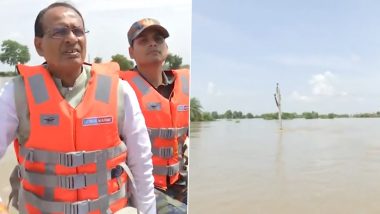 Madhya Pradesh Floods: CM Shivraj Singh Chouhan Takes Boat Ride to Assess Flood Situation in Vidisha, Watch Video