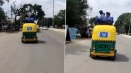 Uttar Pradesh: &lsquo;Unidentified&rsquo; Driver Booked for Carrying Kids on Auto Rooftop in Bareilly (Watch Video)