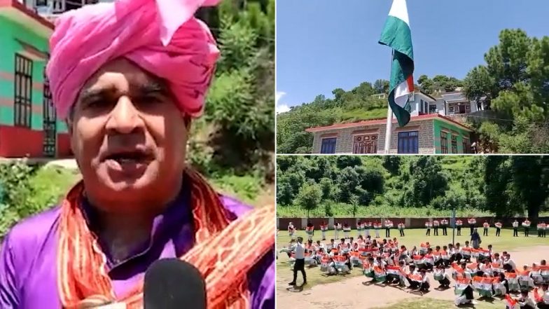 Har Ghar Tiranga Campaign: Shourya Chakra Awardee Sepoy Aurangzeb’s Mother Hoists Tricolour in Jammu and Kashmir’s Poonch District (Watch Video)